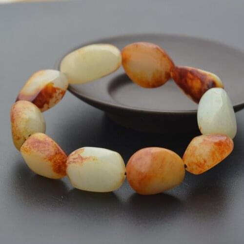 With Certificate_2019 Mens Bracelets Bangles Red White Hetian Jade Nephrite Bracelets Gift for Females Fine Jewelry