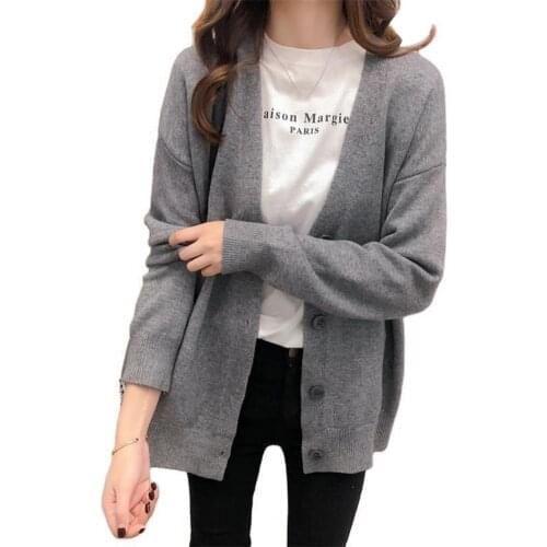 Women Autumn Long Sleeve V Neck Single-breasted Knitwear Cardigan Warm Coat