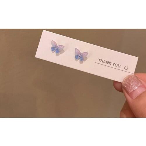 1Pair INS Little Butterfly Stud Tragus Earring For Women Acrylic Rainbow Titanium Steel Screw Piercing Mid Low Helix Earring