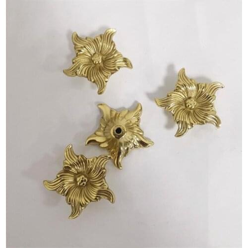 1Pc Brass Flower Drawer Cabinet Door Knob Storage Box Handle Star Shaped Decoration Copper Bathroom Cabinet Door Pulls