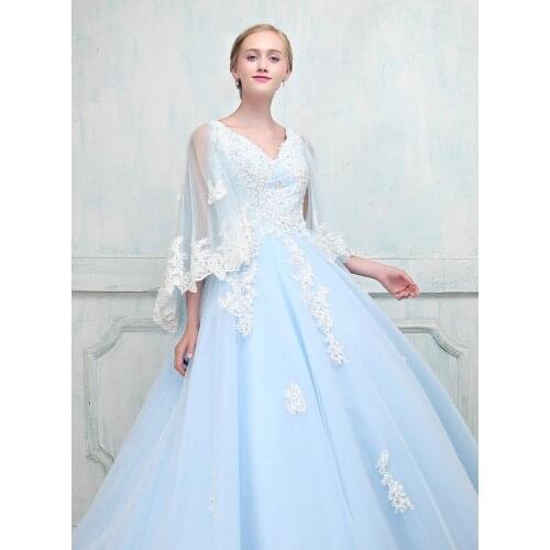 100%real light blue butterfly sleeve shawl flower embroidery medieval dress Renaissance Gown queen Victorian Belle Ball