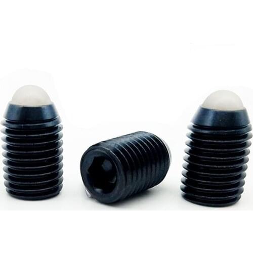 2pcs M16 Allen nylon bead positioning grups screw hex socket Resin ball head spring plunger bolt black color 25mm-35mm long