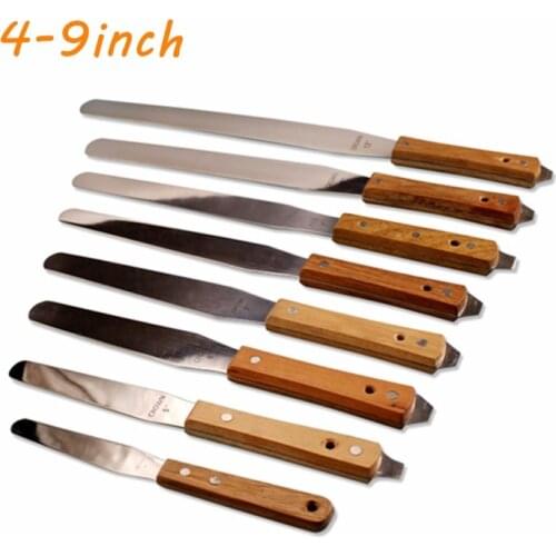 4in 5in 6in 7in 8in 9in Wood Handle Flexible Ink Spatula Stainless Steel Screen Printing Scraper Tool