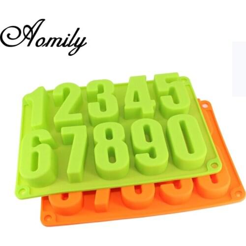 Aomily 0-9 Number Silicone Mold Cake Molds DIY Fondant Cookie Stencil Chocolate Moulds Cake Decorating Tools Baking Accessories