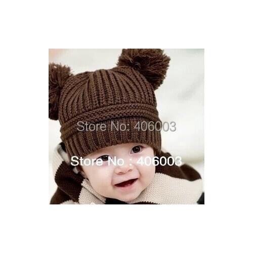 Free Shipping Baby Girl Winter Crochet Hat Infant Knitted Warm Hats Cute Kids Caps