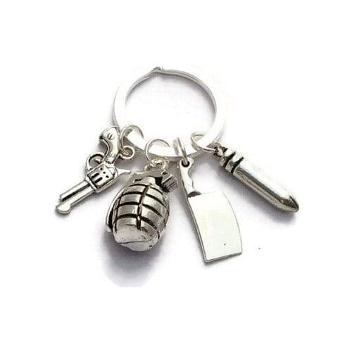 2019 Silver Color Grenade-Bullet-Knife Key Chain Pistol-Gun key-Ring Car Charm Keyring Keyfob Porte Clef Keychain