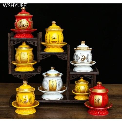 Buddhist Ceramics Water Supply Cup Ornaments Guanyin Holy Water Cup Buddha Hall Decor Traditional Home Buddha Tools Supplies