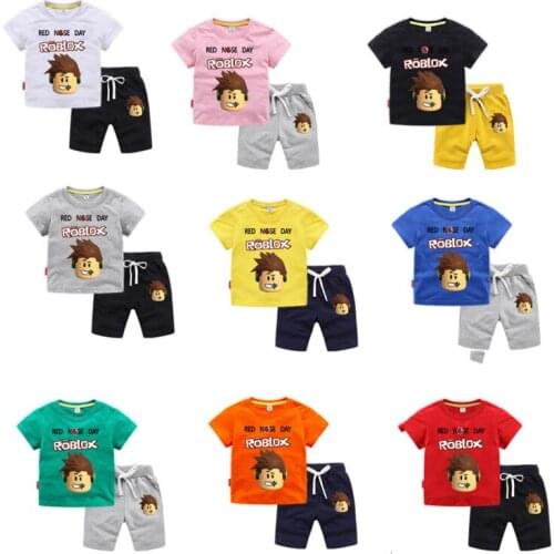 Roblox Cotton Summer Baby Children Soft Shorts Suit T-shirt Sodder Boy Girl Kids Cartoon Baby Clothes Cheap Stuff for 3-8Y