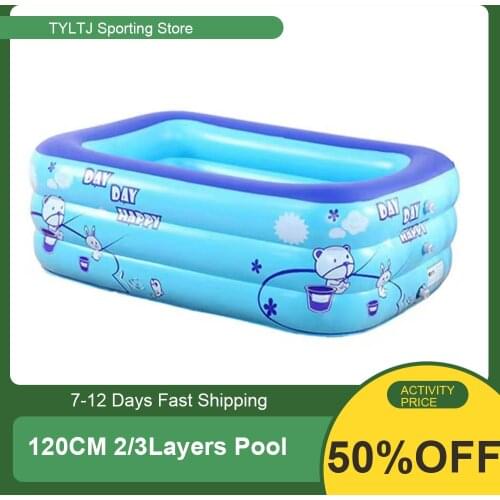 120CM 2/3Layers Children Inflatable Pool Bathing Tub Baby Kid Home Outdoor Large Swimming Pool Inflatable Square Swimming Pool