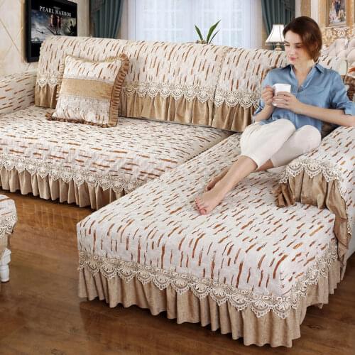 European Sofa Cover Non-slip Jacquard Cushion Couch Covers For Wedding Living Room Skirt Side Covering The Sofas Luxury Decor