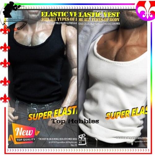 1/6 Scale Action Figure Male Clothes Mens Strong Stretch low-neck Vest Slim Vest Fit 12Inch Muscle Male Body Figure Box Toy
