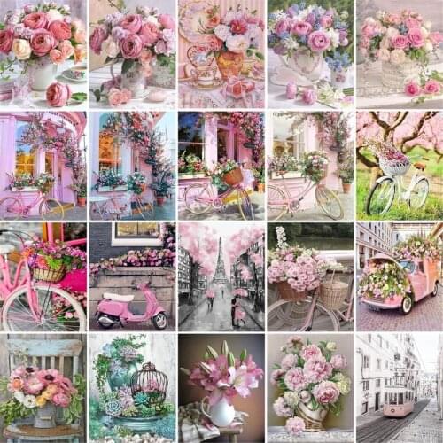 GATYZTORY 60x75cm Painting By Numbers Frameless Flower Paint By Numbers Handpainted Modern Home Wall Art Canvas Painting Art