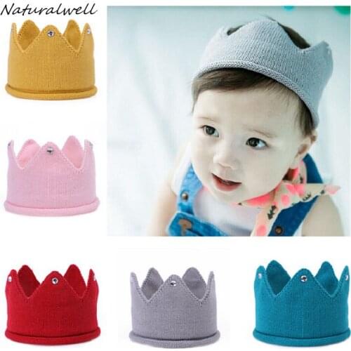 Naturalwell Baby Crown Headband Boys Girls Crochet Crown Hat Hair Accessories Children Crochet Hat Headwear Photo Props HB101