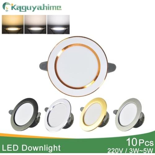 Kaguyahime 10pcs LED Downlight LED Spot Light 3000k 4500K 6000K 3W 5W AC 220V 240V LED Panel Lamp Round Recessed Spot Lighting