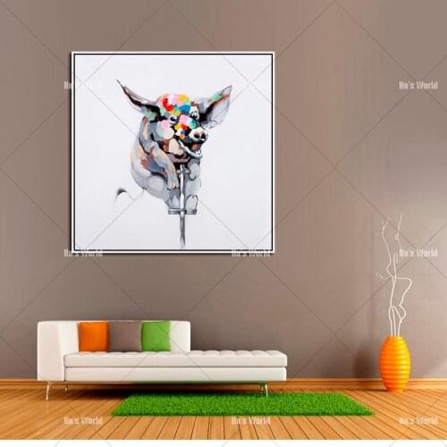 No Framed Handmade Large Modern Colorful Lovely Animal Acrobatics Pig Oil Painting On Canvas Wall Art Childrens Home Decoration