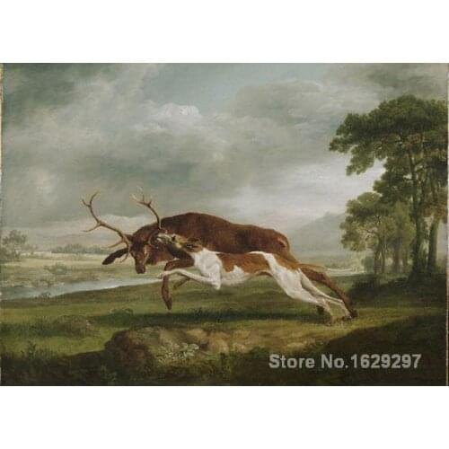 Canvas Paintings for living room Hound Coursing a Stag George Stubbs High quality Hand painted