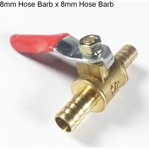 Valve 8mm Hose Barb x 8mm Hose Barb Two Way Brass Ball Valve For Oil Water Air GMN