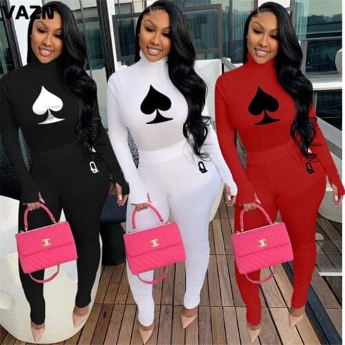VAZN 2020 Clubwear Night Party Sexy Cartoon Outfits Running Sports Suit Women Full Sleeve Long Pant Holiday Sets