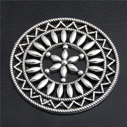 2pcs Flate Silver Color Round Coins Alloy Circle Shaped Charms Pendants For Jewelry Findings A2802