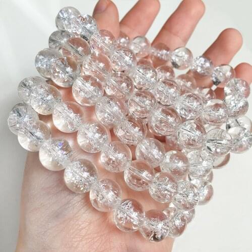 Natural Himalaya energy quartz cracked crystal loose beads smooth round DIY bracelet special charm For Jewelry Making earrings