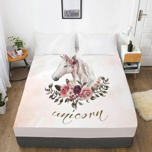 Unicorn Cartoon Fitted Sheets Mattress Cover With Elastic Band 3D Bed Sheet LinensFor Baby Kids Child Girls Boys 200x200 135x200