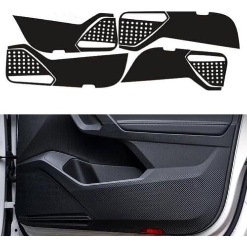 For Volkswagen VW Tiguan L 2017 2018 Carbon Fiber Style Car Door Anti-Kick Pad Protective Film Car Stickers 4Pcs
