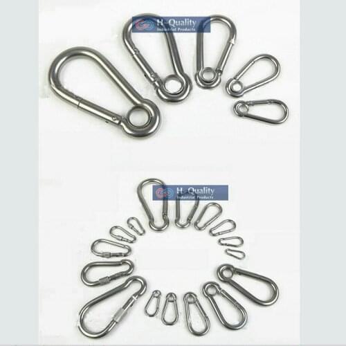 HQ Stainless Steel 304 Spring Snap Hook with Eyelet or Safety Screw M4-M12 DIN5299C Standard Snap Hook Clip