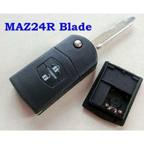 RMLKS Replacement 2 Button Remote Flip Folding Car Key Shell Case Uncut MAZ24R Blade Blank Fob Fit For Mazda M2 M3 M5 M6