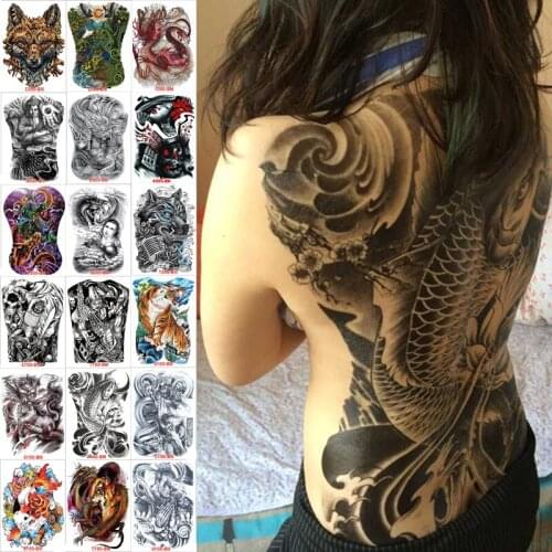 Sexy Beautiful Waterproof Tattoo Sticker Full Back Large size Geisha Flower tattoo Fashion Body Art Fake tatoo for Women men