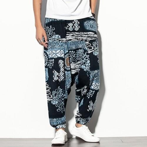 Chinese Style Harem Pants Streetwear Autumn Vintage Casual Sweatpants Hippie Pants Men Japanese Trousers Kimono Pants 10959