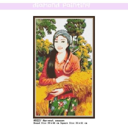 Harvest Season 5D Square & Round Diamond Complete Mosaic Painting Diamond Cross Stitch Kits Diamonds Embroidery Drill Home Decor