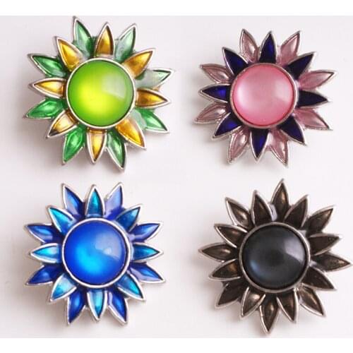 XH9613 NEW 18mm flower SUN Metal Snap button fit snap jewelry