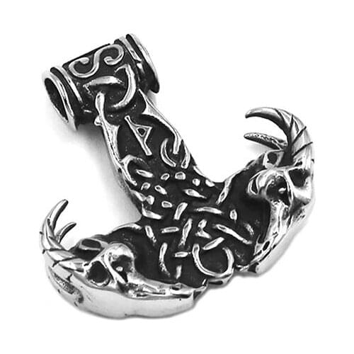 Norse Viking Axe Pendant Stainless Steel Jewelry Vintage Thor Hammer Celtic Knot Biker Pendant Mens Women for Gift 567B