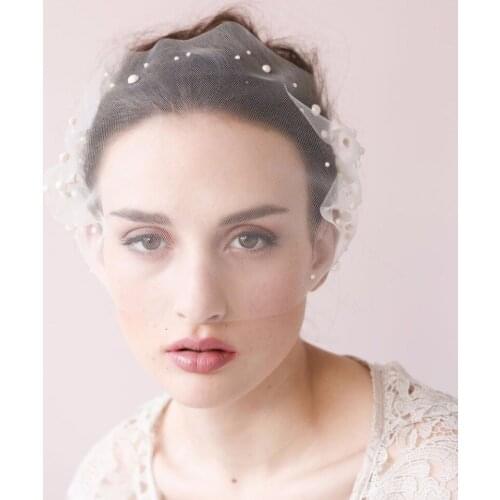 In Stock Elegant Short White Wedding Bridal Hats with Peals Free Shipping Wedding Accessories