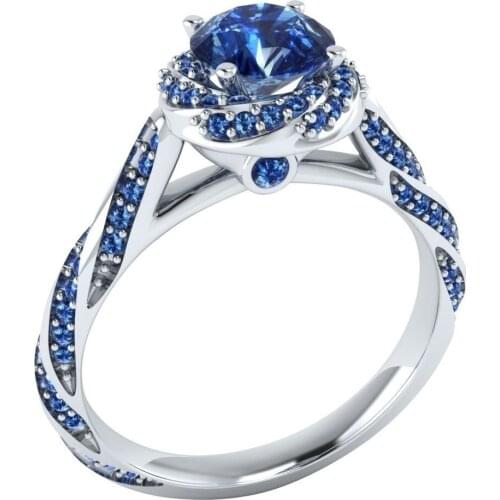 Women Fashion 925 Sterling Silver Ring 2.0CT Natural Sapphire Wedding Engagement Party Jewelry Size 5-11