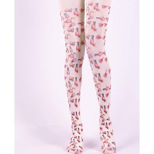Womens Sweet Style Nail Polish Bottle Patterned Tights