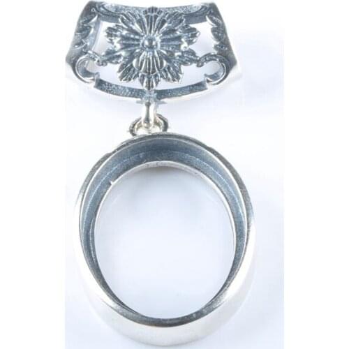 Art Deco Vintage Sterling Silver 925 Women Semi Mount Pendant For 13X17mm Oval Cabochon Gemstone Fine Jewelry