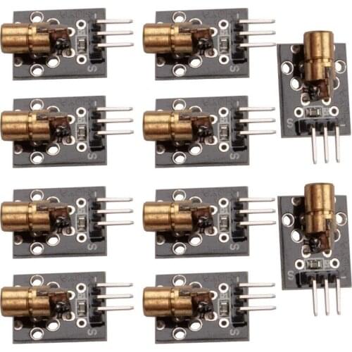 10 PCS KY-008 650nm 5V Red Laser Sensor 6mm 5mW Transmitter Module Dot Diode Copper Head For Arduino UNO MEGA 2560