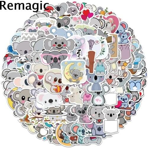 100pcs Cute Animal Koala Anime Children Scrapbooking Stickers Waterproof PVC Skateboard Guitar Suitcase Funny Graffiti Sticker