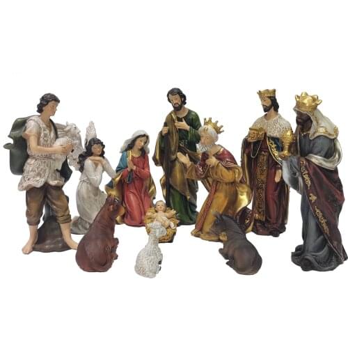 11 Piece Nativity Set 12 inch Zayton Statue Baby Jesus Manger Christmas Crib Ornament Church Xmas Gift Home Decoration