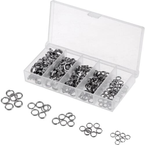 200Pcs Stainless Steel Fishing Lures Split Ring Assorted 5mm/6mm/7mm/8mm/9mm
