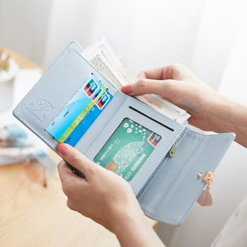 2021 Women Fashion Leather Trifold Short Wallets Female Luxury Designer Leaf Decorate Small Purse Coin Pocket Zipper Card Holder