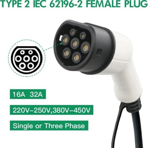 16A 32A EV Plug Charging Station IEC62196 Standard Type 2 Mennekes Connector Electric Car Charger EVSE Single/Three Phase