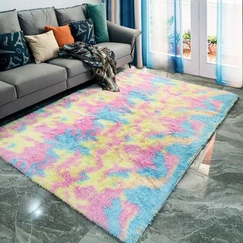 Alfombra Rainbow Carpet Nordic Gradient Color Plush Soft Carpet Shaggy Rug For Living Room Bedroom Floor Mat Non-Slip 200*300CM