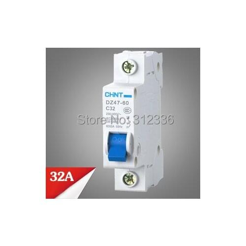 Free Shipping DZ47-60 C32 1P 32A small air switch unipolar circuit breaker Electric shock protection domestic C type