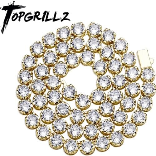 TOPGRILLZ 2021 New 3-6 mm Tennis Chain Choker Necklace With Spring Clasp Iced Out Cubic Zirconia Hip Hop Jewelry For Men Women