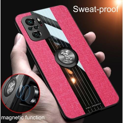 For Xiaomi Redmi Note 10 4G Case Silicone Leather Shockproof Ring Holder Case for Redmi Note 10S Matte TPU Back Cover