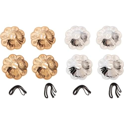 For The Belly Dance Finger Zills, 2 Pairs Of Flower Finger Cymbals,in Copper