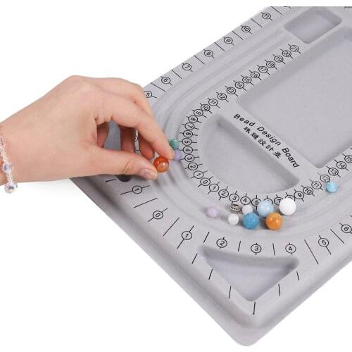 Gray Flocked Bead Board Bracelet Beading Organizer Jewelry Making Tray Size Measuring Plate For DIY Beads Craft Tool Accessories
