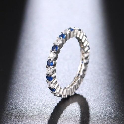 Emmaya Classical Style Round Shape Ring With White And Blue AAA Zirconia Jewelry Wedding Party Charming Dress-Up Female Gift